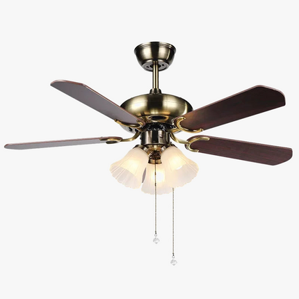 Plafonnier ventilateur moderne avec lumière et 5 pales bois design — LZ4X9P2
