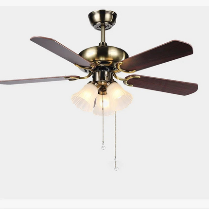 Plafonnier ventilateur moderne avec lumière et 5 pales bois design — LZ4X9P2