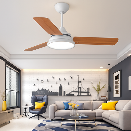 Plafonnier ventilateur moderne avec éclairage et télécommande intégrée — LZ4X9M