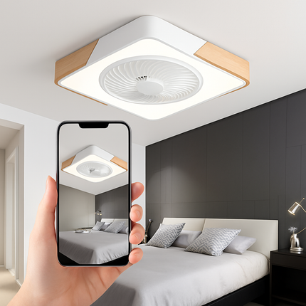 Plafonnier ventilateur LED ultra mince avec télécommande intelligente — LZ4X9Q