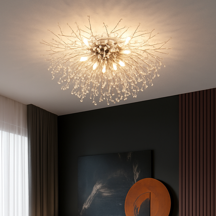 Plafonnier rond design nordique en cristal motif pissenlit — LZ4X9T