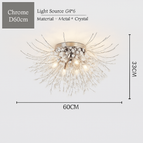 Argenté D60cm 6 Ampoules / Blanc chaud 3000K