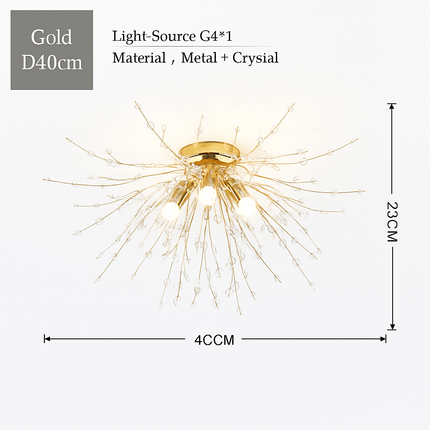 Plafonnier rond design nordique en cristal motif pissenlit — LZ4X9T
