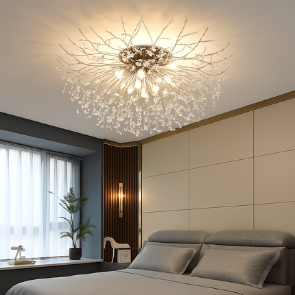 Plafonnier rond design nordique en cristal motif pissenlit — LZ4X9T