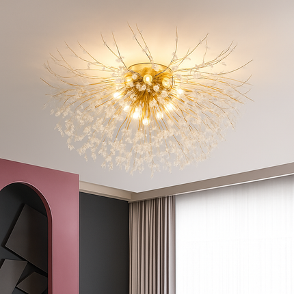 Plafonnier rond design nordique en cristal motif pissenlit — LZ4X9T