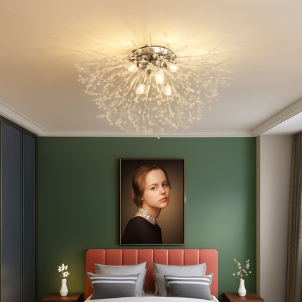 Plafonnier rond design nordique en cristal motif pissenlit — LZ4X9T