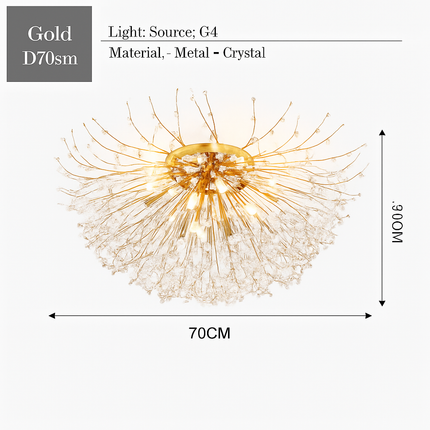 Plafonnier rond design nordique en cristal motif pissenlit — LZ4X9T