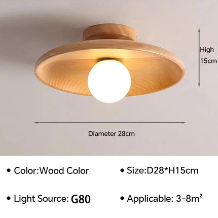Plafonnier rond en bois style nordique pour chambre et couloir — LZ4X9P2