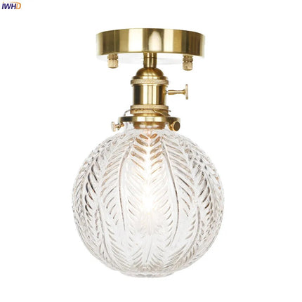 plafonnier nordique style cuivre avec abat-jour en verre