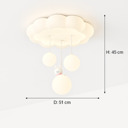 Plafonnier enfant nuage avec lapin et ours pour chambre — LZ4X9B