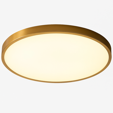 Plafonnier LED rond et plat finition dorée — LZ4G7X9J