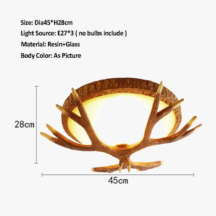 plafonnier rétro en bois de cerf style campagnard américain