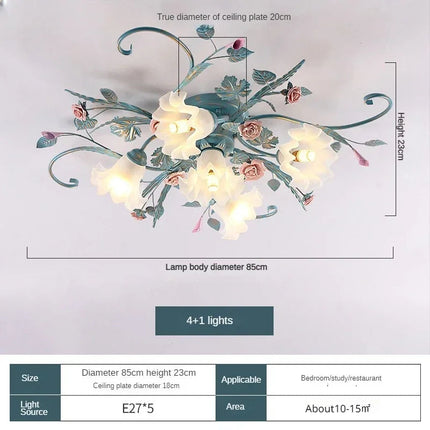 Plafonnier floral romantique style pastoral aux motifs herbes — LZ4P9X2