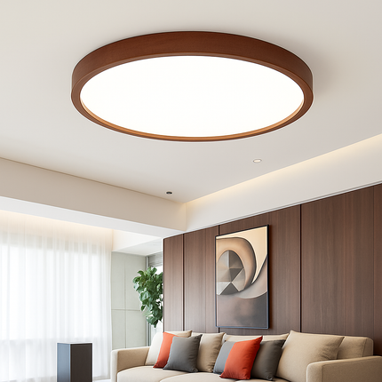 Plafonnier rond en bois au design nordique pour intérieur moderne — LZ4X9T2