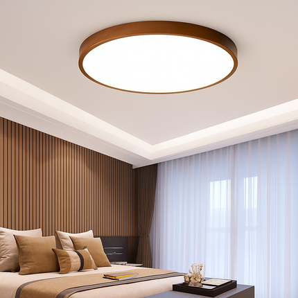 Plafonnier rond en bois au design nordique pour intérieur moderne — LZ4X9T2