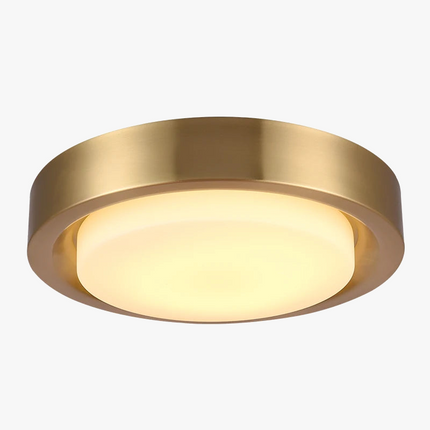 Plafonnier rond en cuivre avec abat-jour en verre moderne — LZ4G7M9