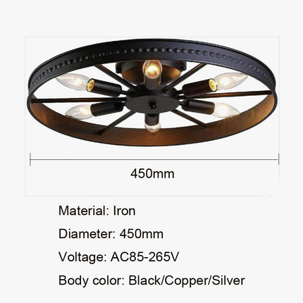 Plafonnier rond en fer style industriel rétro décoratif — LZ4G7XQ