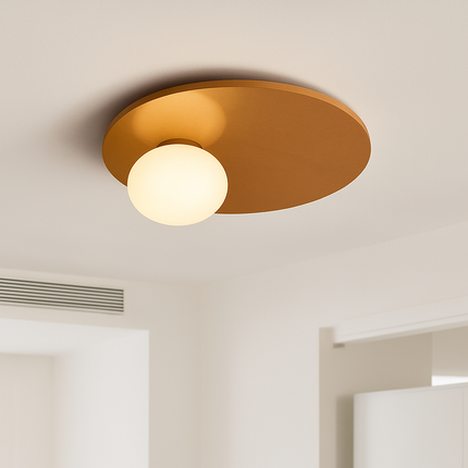 Plafonnier rond moderne en métal avec ampoule verre blanc — LZ4X9Q2