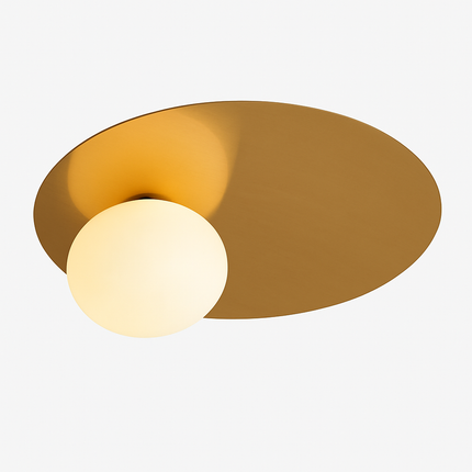 Plafonnier rond moderne en métal avec ampoule verre blanc — LZ4X9Q2