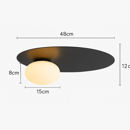 Plafonnier rond moderne en métal avec ampoule verre blanc — LZ4X9Q2
