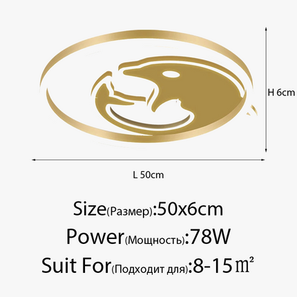 Plafonnier rond doré avec télécommande pour intérieur — LZ7D9X