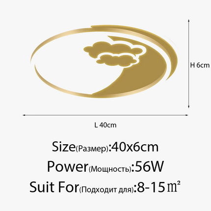 Plafonnier rond doré avec télécommande pour intérieur — LZ7D9X
