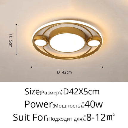 Plafonnier LED rond doré avec télécommande pour toutes pièces — LZ4P9XJ2