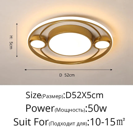 Plafonnier LED rond doré avec télécommande pour toutes pièces — LZ4P9XJ2