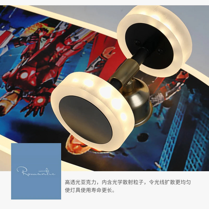 Plafonnier à intensité variable motif skateboard pour chambre enfant — LZ4X9T