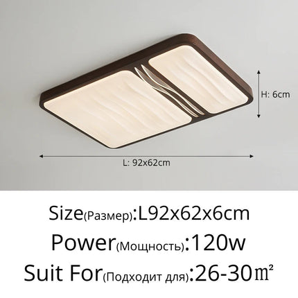 Plafonnier rectangulaire à spectre complet en noyer noir — LZ4N7Q2