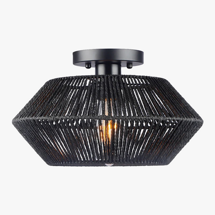 Plafonnier tissé de vigne rétro noir lampe tissée couloir silencieux chambre plafonnier tissé de vigne