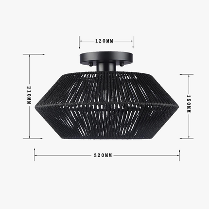 Plafonnier tissé de vigne rétro noir lampe tissée couloir silencieux chambre plafonnier tissé de vigne