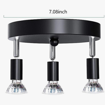 Plafonnier triple spot finition chrome noir brillant GU10 — LZ4X9P