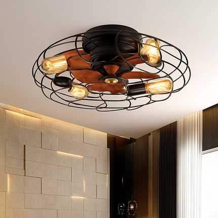 Plafonnier ventilateur avec éclairage et télécommande intégrée — LZ4X9M