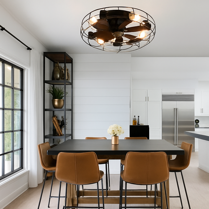 Plafonnier ventilateur avec éclairage et télécommande intégrée — LZ4X9M