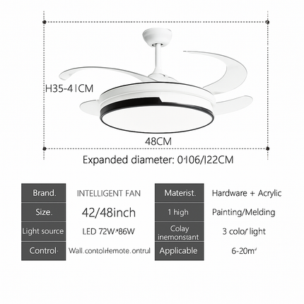 Plafonnier ventilateur silencieux avec éclairage intégré — LZ4X9P2