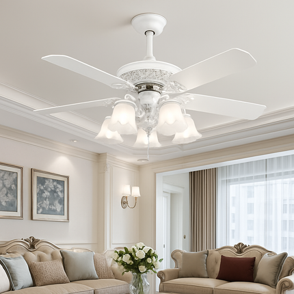 Plafonnier ventilateur en bois rétro avec lumière et télécommande — LZ4P9XJ
