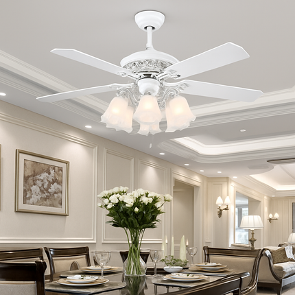 Plafonnier ventilateur en bois rétro avec lumière et télécommande — LZ4P9XJ
