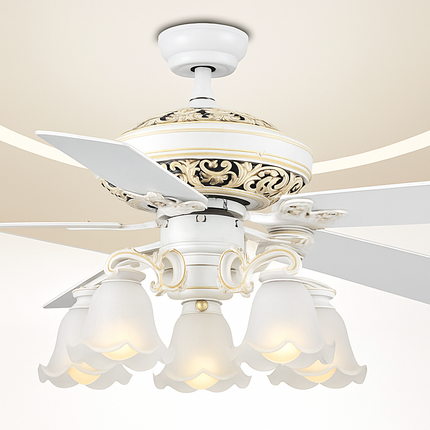Plafonnier ventilateur en bois rétro avec lumière et télécommande — LZ4P9XJ