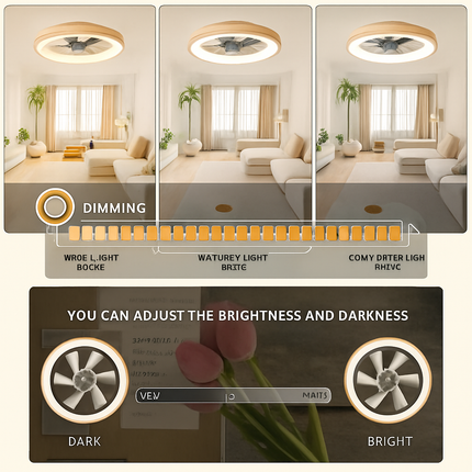 Plafonnier ventilateur LED avec pales réversibles, minuterie et télécommande — LZ4X9Q