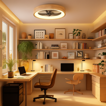 Plafonnier ventilateur LED avec pales réversibles, minuterie et télécommande — LZ4X9Q