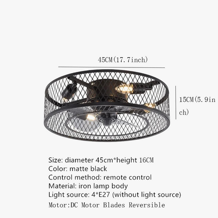 Plafonnier ventilateur télécommandé style industriel pour loft — LZ4G7XQ