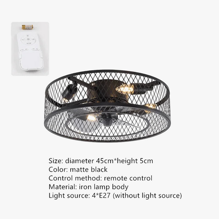 Plafonnier ventilateur télécommandé style industriel pour loft — LZ4G7XQ
