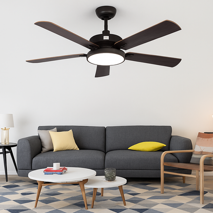 Plafonnier vintage avec ventilateur et éclairage LED télécommandé — LZ4X9M