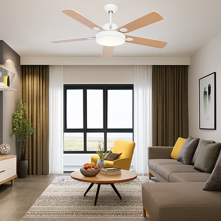 Plafonnier vintage avec ventilateur et éclairage LED télécommandé — LZ4X9M