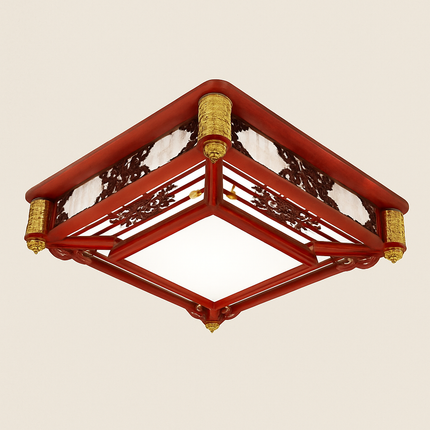 Plafonnier vintage en bois avec luminaire acrylique style chinois — LZ4X9P2