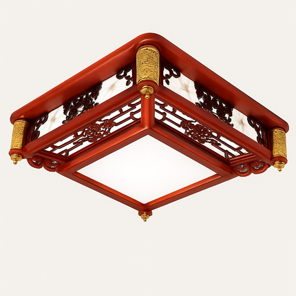 Plafonnier vintage en bois avec luminaire acrylique style chinois — LZ4X9P2