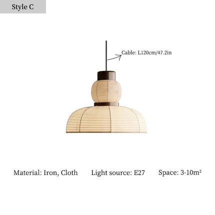 Plafonnier en tissu style wabi sabi pour ambiance japonaise — LZ4X9T1