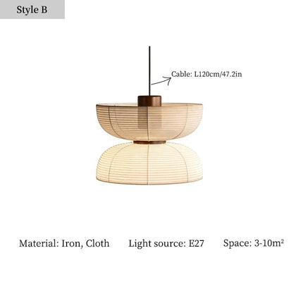 Plafonnier en tissu style wabi sabi pour ambiance japonaise — LZ4X9T1