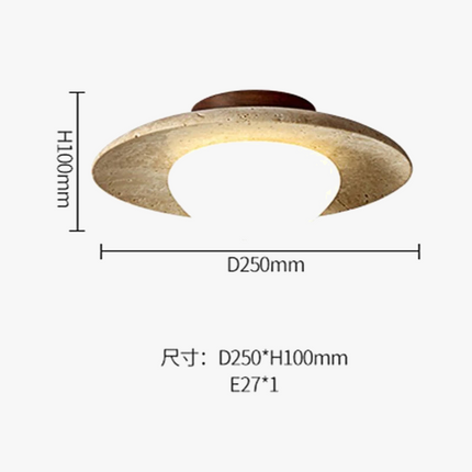 Plafonnier disque en travertin style wabi sabi pour intérieur et extérieur — LZ4X9M